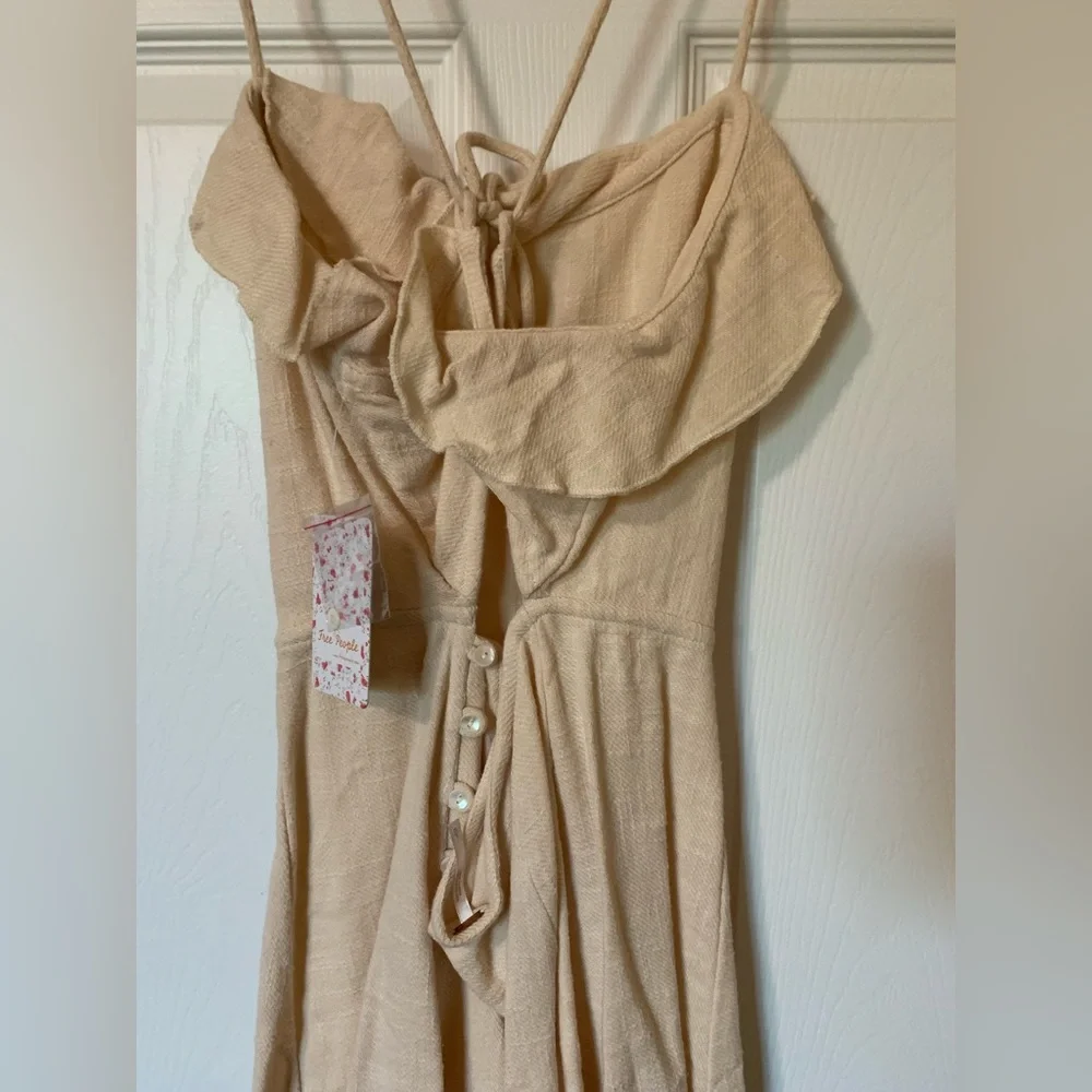 NWT Free People Ruffle Cream Sleeveless‎ Backless Dress Boho Cottagecore Western - Picture 10 of 11
